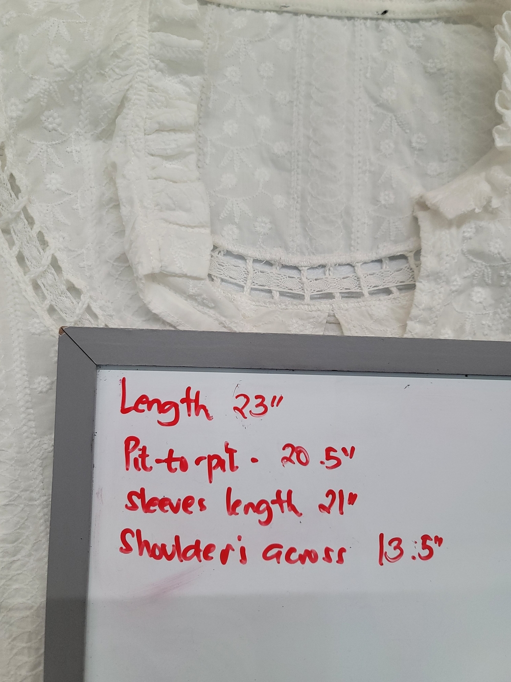 Maje White Embroidered Lace Blouse with Puff Sleeves - Picture 5 of 15